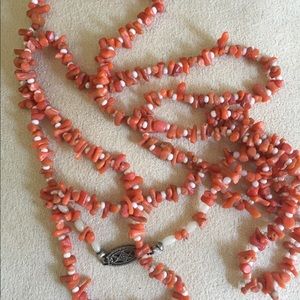 1920-30 Genuine Branch Coral & Seed Pearl Necklace